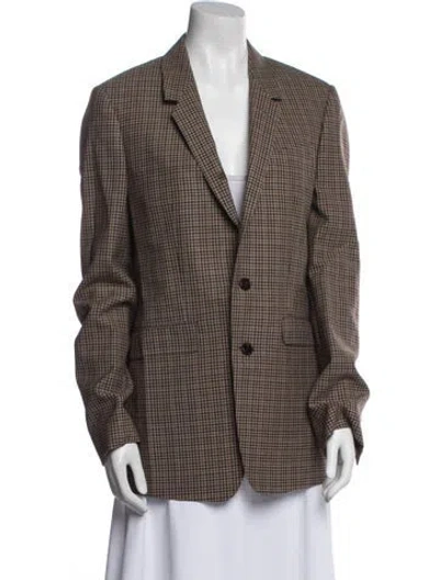 Pre-owned Celine Wool Plaid Print Blazer In Brown