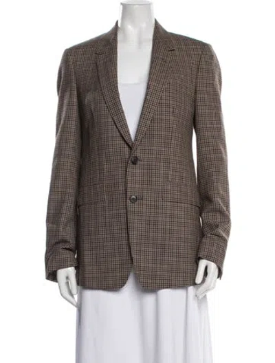 Pre-owned Celine Wool Plaid Print Blazer In Brown