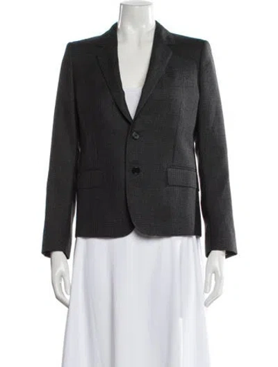 Pre-owned Celine Wool Plaid Print Blazer In Gray