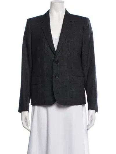 Pre-owned Celine Wool Plaid Print Blazer In Grey