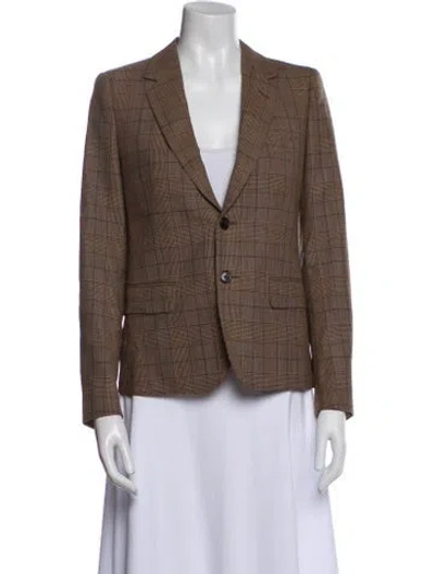 Pre-owned Celine Wool Plaid Print Blazer In Neutral