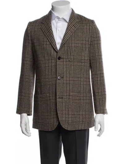 Pre-owned Celine Wool Plaid Print Blazer In Neutral