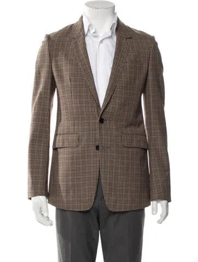 Pre-owned Celine Wool Plaid Print Blazer In Neutral