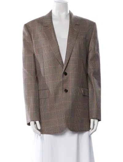 Pre-owned Celine Wool Plaid Print Blazer In Neutral
