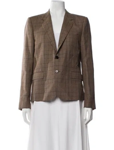Pre-owned Celine Wool Plaid Print Blazer In Neutral