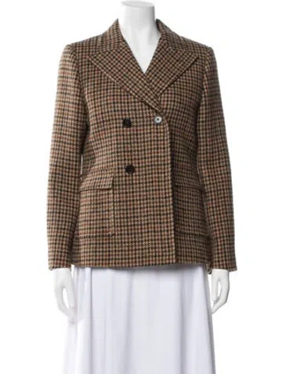 Pre-owned Celine Wool Plaid Print Blazer In Neutral