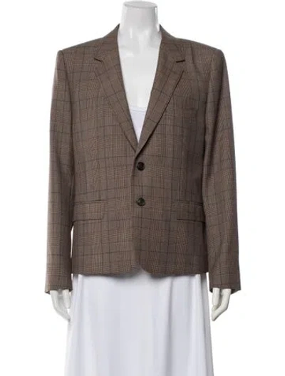Pre-owned Celine Wool Plaid Print Blazer In Neutrals