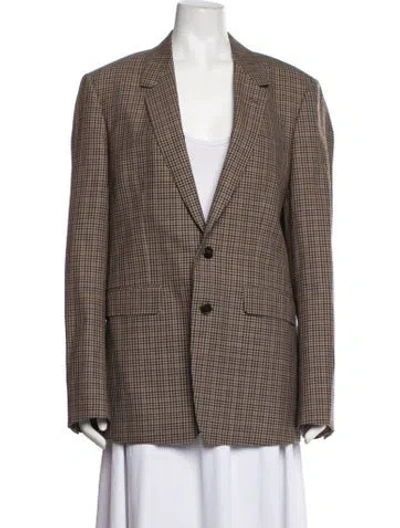 Pre-owned Celine Wool Plaid Print Blazer In Neutrals