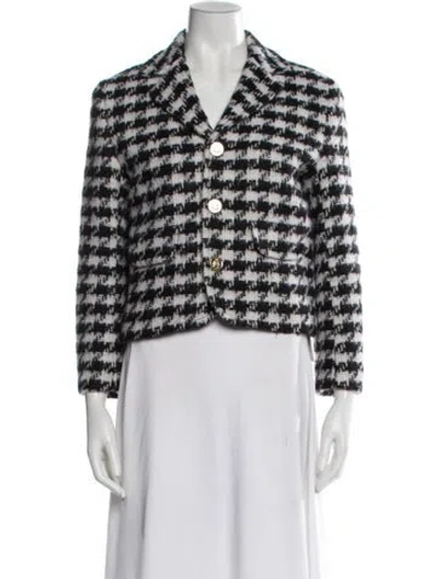 Pre-owned Celine Wool Plaid Print Blazer W/ Tags In White