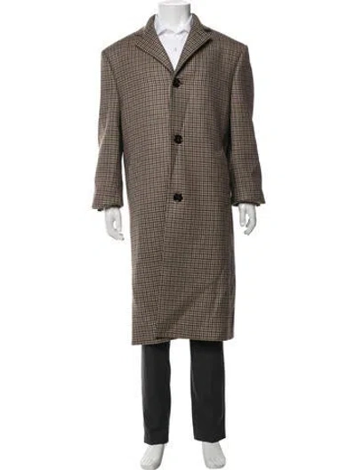 Pre-owned Celine Wool Plaid Print Coat In Neutrals