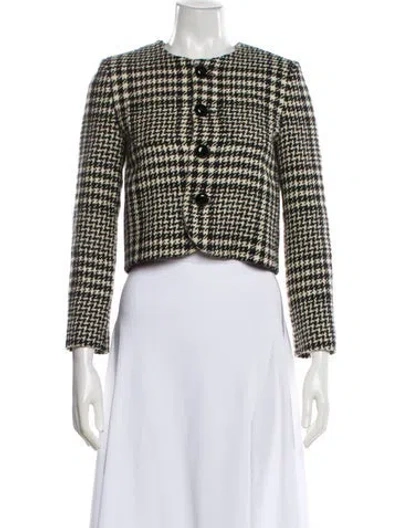 Pre-owned Celine Wool Plaid Print Evening Jacket In Multi