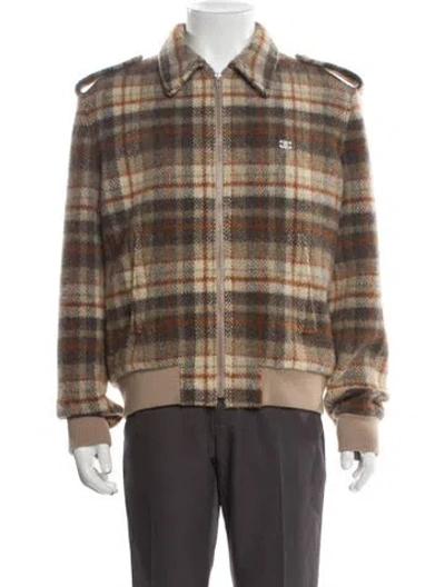 Pre-owned Celine Wool Plaid Print Jacket In Neutrals