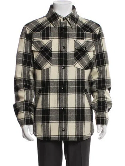 Pre-owned Celine Wool Plaid Print Peacoat
