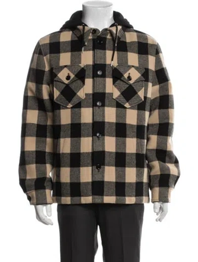 Pre-owned Celine Wool Plaid Print Puffer Coat W/ Tags In Neutral