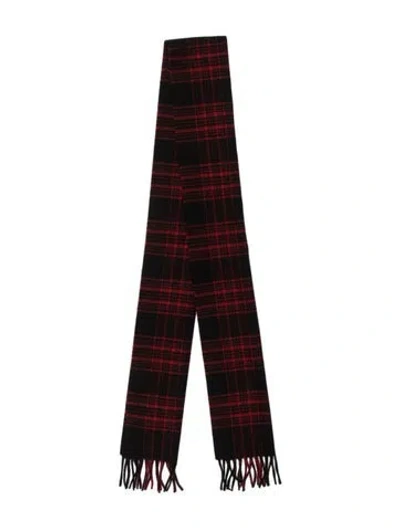 Pre-owned Celine Wool Plaid Print Scarf In Red