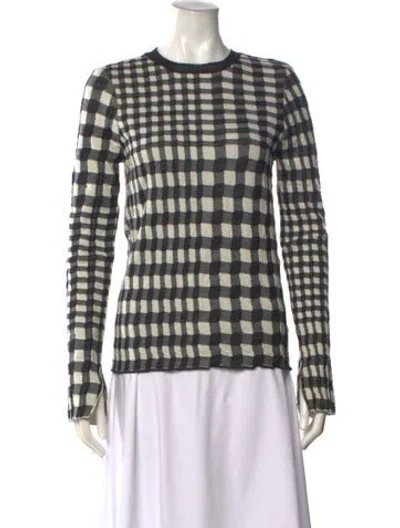 Pre-owned Celine Wool Plaid Print Sweater In Black