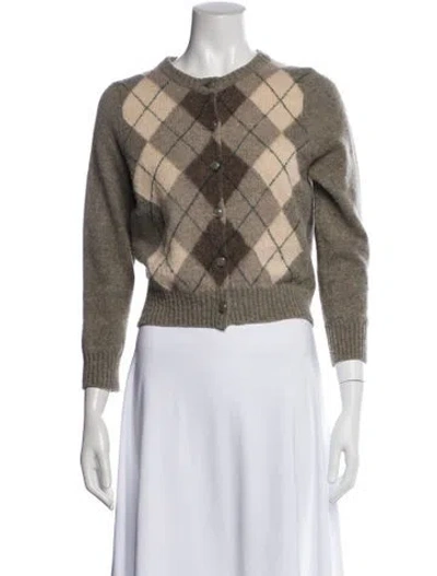 Pre-owned Celine Wool Plaid Print Sweater In Neutral