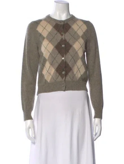 Pre-owned Celine Wool Plaid Print Sweater In Neutral