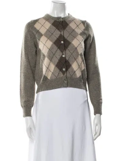 Pre-owned Celine Wool Plaid Print Sweater In Neutral