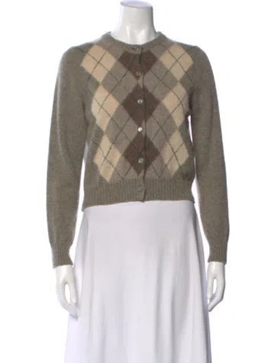 Pre-owned Celine Wool Plaid Print Sweater In Neutrals