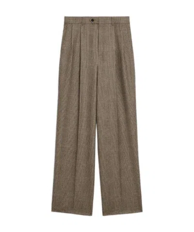 Celine Wool Plaid Skateboard Casual Pants In Green