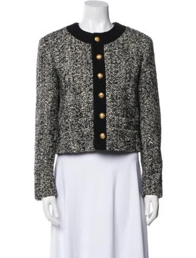 Pre-owned Celine Wool Printed Evening Jacket In Black