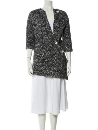 Pre-owned Celine Wool Printed Evening Jacket In Gray