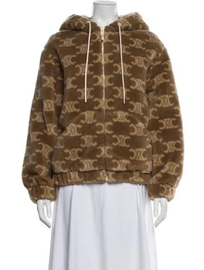 Pre-owned Celine Wool Printed Jacket In Brown