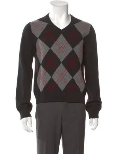 Pre-owned Celine Wool Printed Pullover In Black