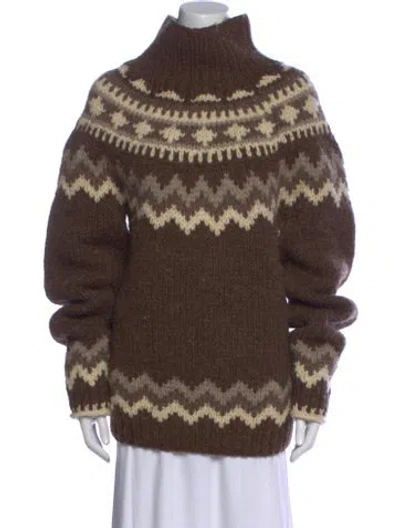 Pre-owned Celine Wool Printed Sweater In Brown