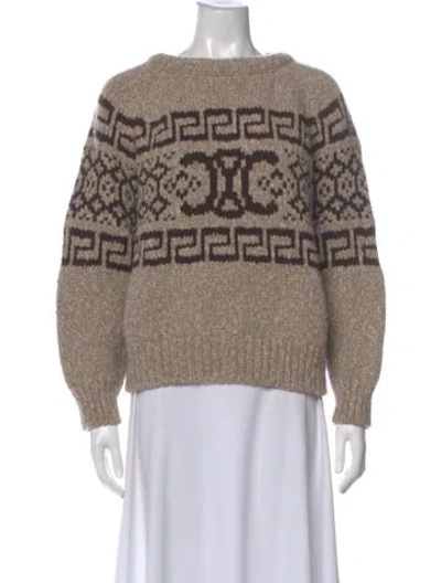 Pre-owned Celine Wool Printed Sweater In Brown
