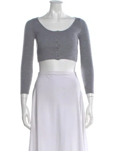 Pre-owned Celine Wool Scoop Neck Crop Top In Gray