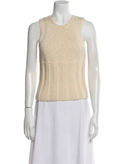 Pre-owned Celine Wool Scoop Neck Sweater In Yellow