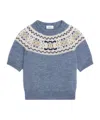 Celine Wool Short-sleeved Sweater In Blue