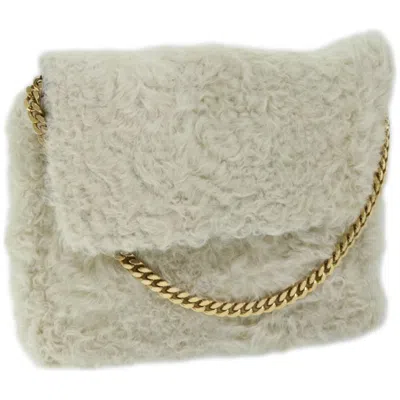 Pre-owned Celine Wool Shoulder Bag () In White