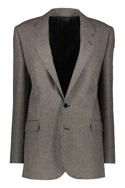 Celine Wool Single-breasted Blazer In Camel