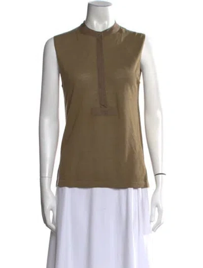 Pre-owned Celine Wool Sleeveless Top In Green