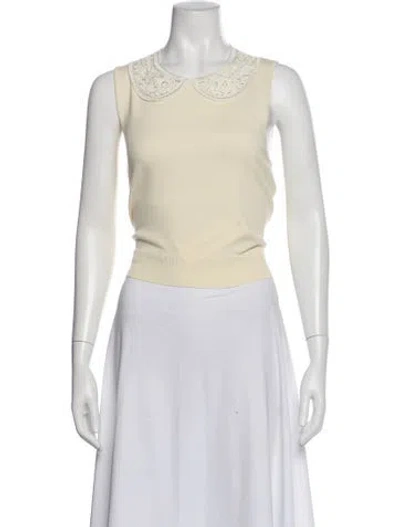 Pre-owned Celine Wool Sleeveless Top In Neutral