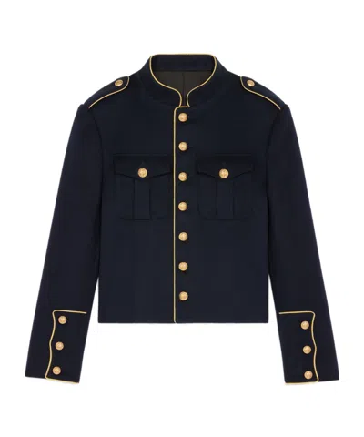 Celine Wool Spencer Bomber Jacket In Black