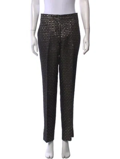 Pre-owned Celine Wool Straight Leg Pants In Black/metallic