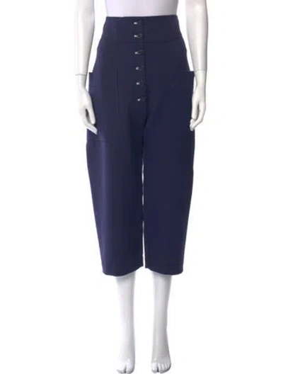 Pre-owned Celine Wool Straight Leg Pants In Blue