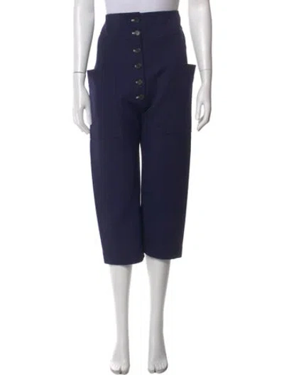 Pre-owned Celine Wool Straight Leg Pants In Blue