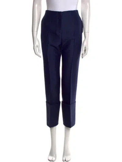 Pre-owned Celine Wool Straight Leg Pants In Blue
