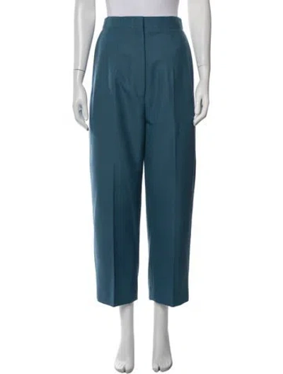 Pre-owned Celine Wool Straight Leg Pants In Blue