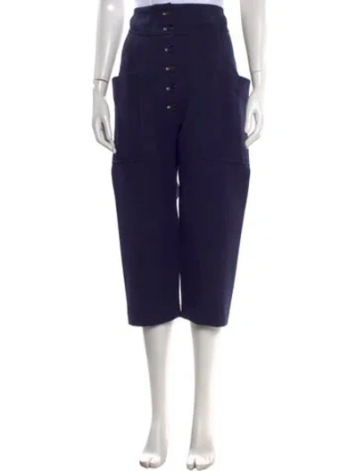 Pre-owned Celine Wool Straight Leg Pants In Blue