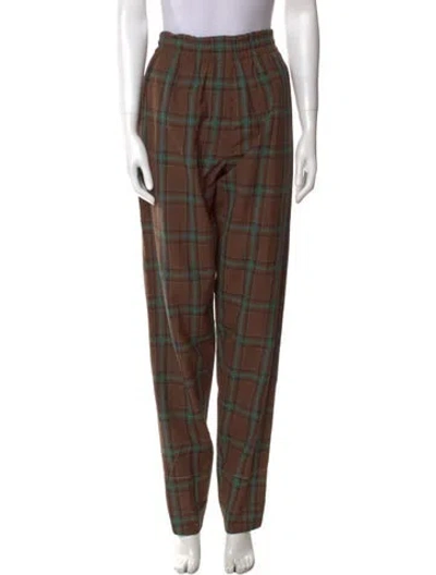 Pre-owned Celine Wool Straight Leg Pants In Brown