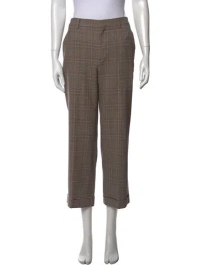 Pre-owned Celine Wool Straight Leg Pants In Brown