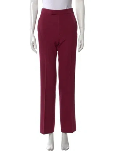 Pre-owned Celine Wool Straight Leg Pants In Burgundy