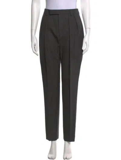 Pre-owned Celine Wool Straight Leg Pants In Gray
