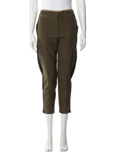 Pre-owned Celine Wool Straight Leg Pants In Green